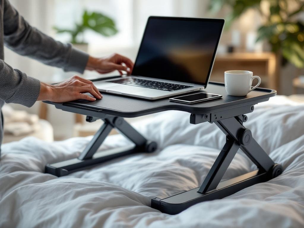 bed desk in action