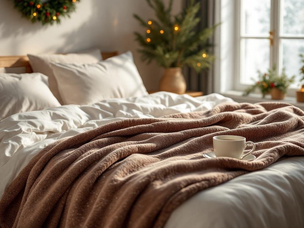 Christmas blanket in action