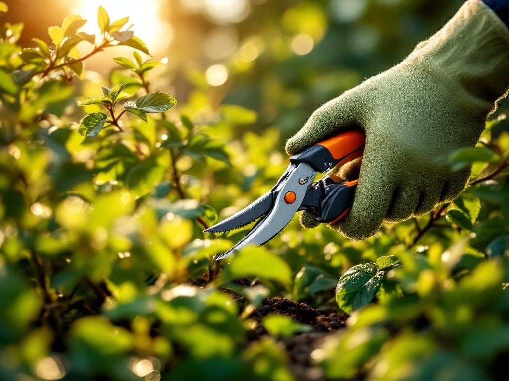 pruning shears in action
